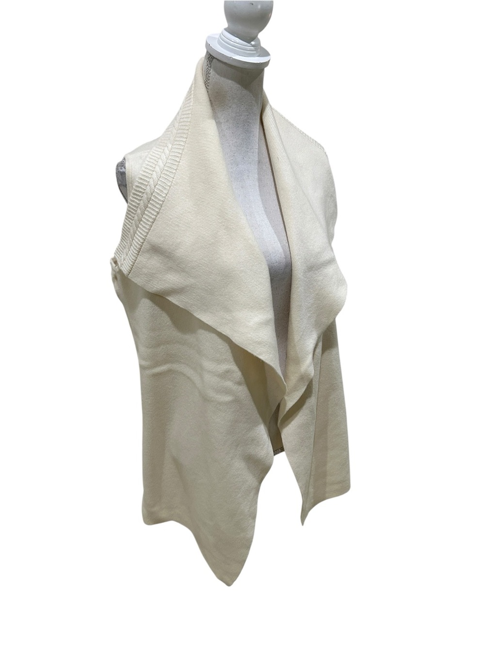 Vineyard Vines Cream Draped Open-Front cashmere Knit Vest size xs
